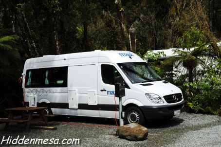 Our diesel powered campervan was just a bit larger than a regular sized van in the US. Small as RVs go, it was a good fit for the roads and RV parks in New Zealand, and provided everything we needed. 