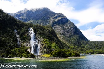 Waterfalls in Milford Sound New Zealand